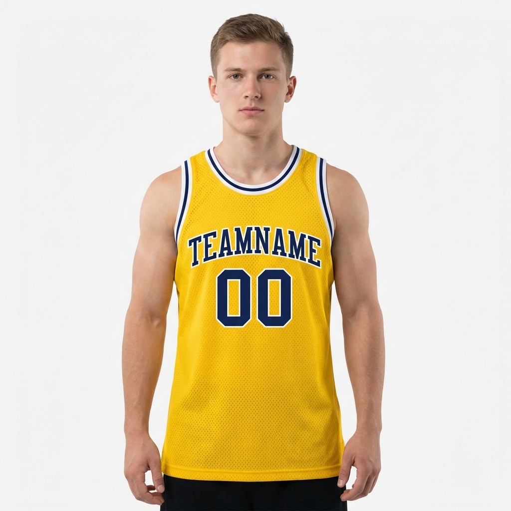Custom Yellow & Navy/White Basketball City Edition Jersey