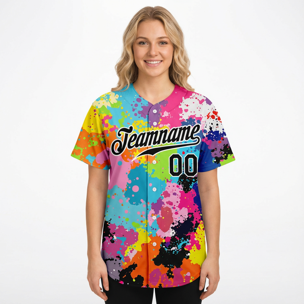 Custom Ink Splashes Black&White Baseball Jersey