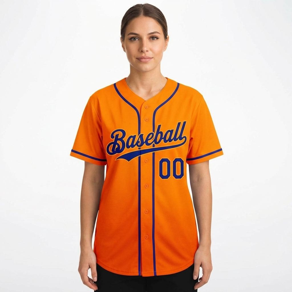 Custom Orange & Royal Gradient Baseball Jersey