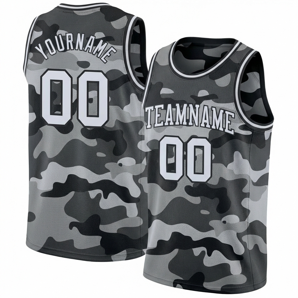 Custom Camo White & Black Salute To Service Basketball City Edition Jersey