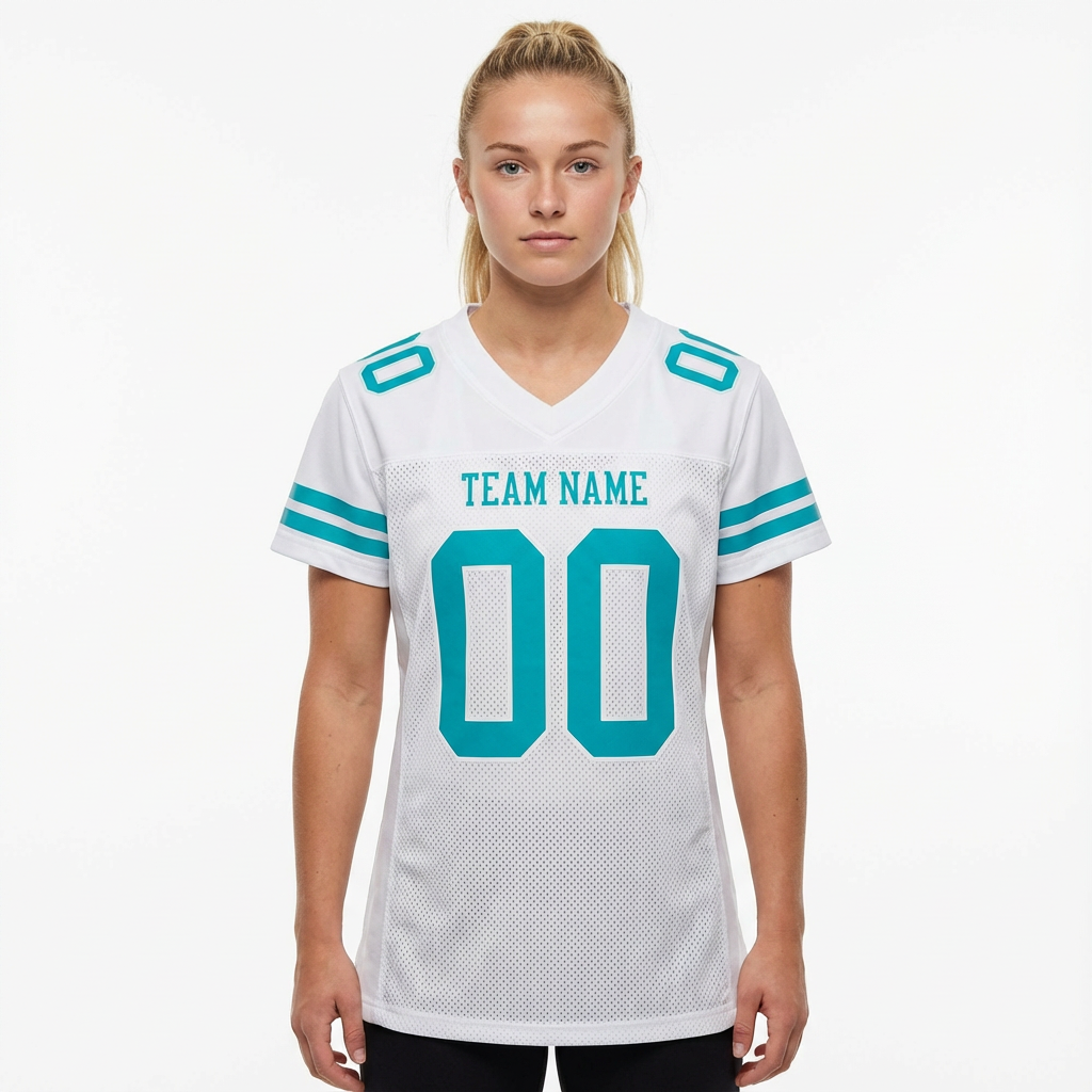 Custom White & Aqua Football Jersey