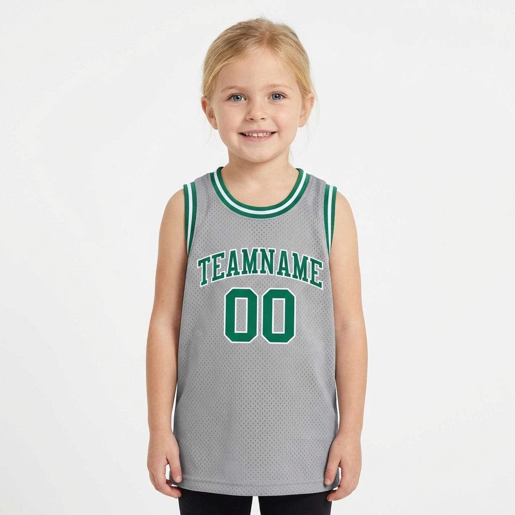 Custom Grey & Green/White Basketball City Edition Jersey