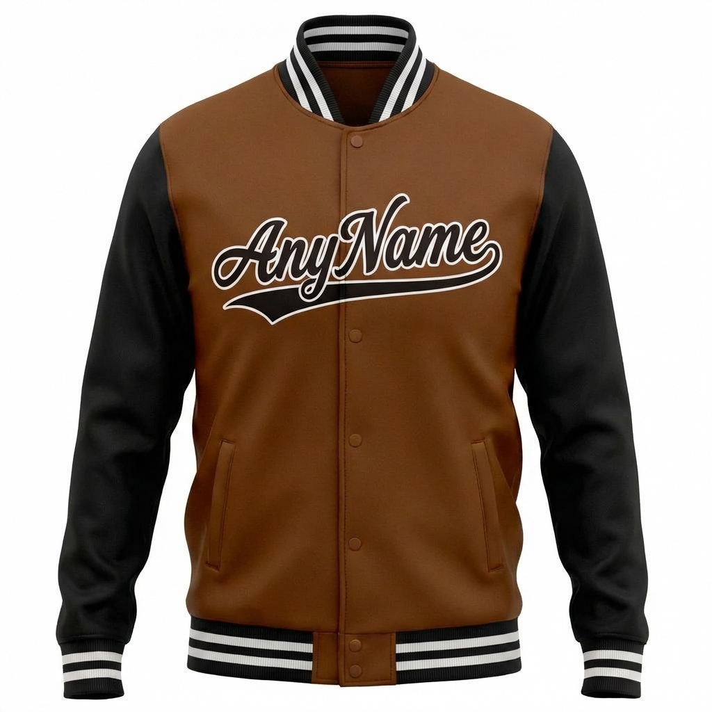 Custom Brown & Black/White Raglan Sleeves Full-Snap Fleece Jacket