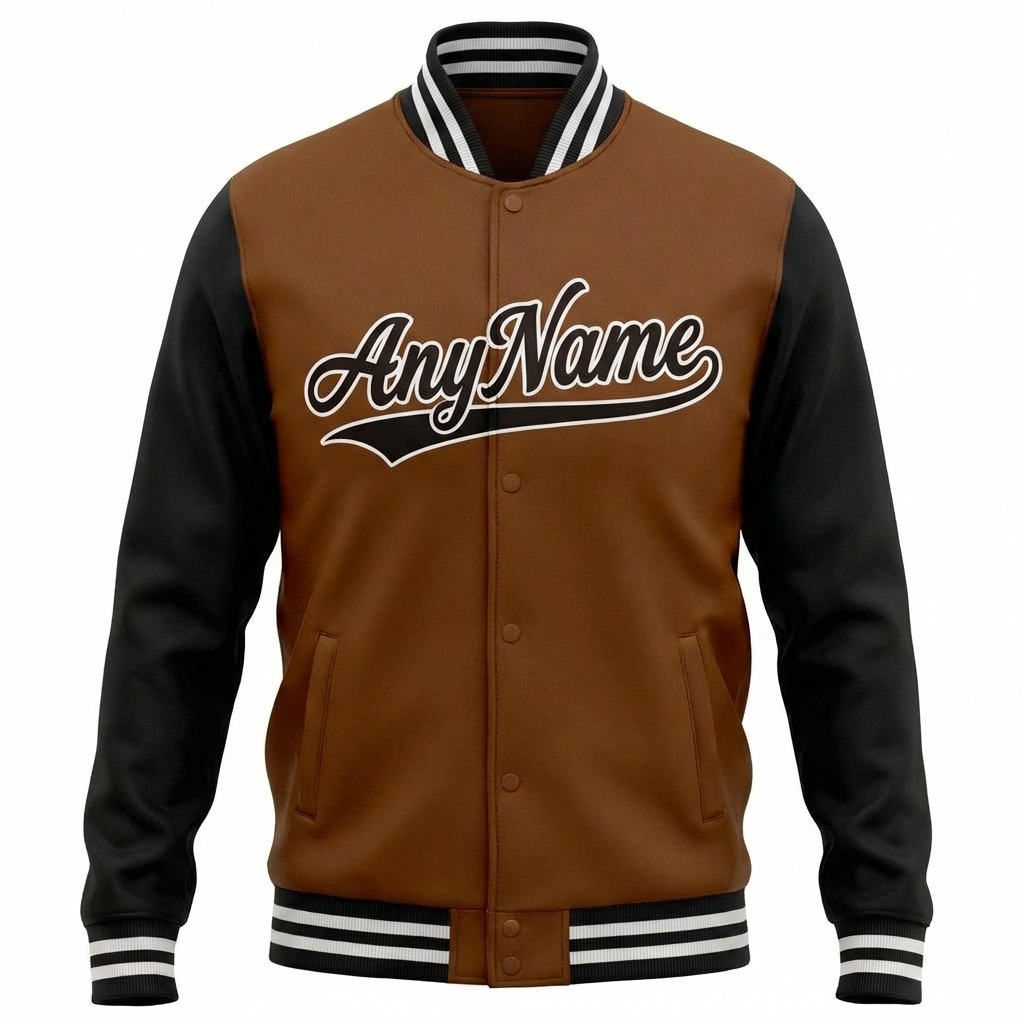 Custom Brown & Black/White Raglan Sleeves Full-Snap Fleece Jacket