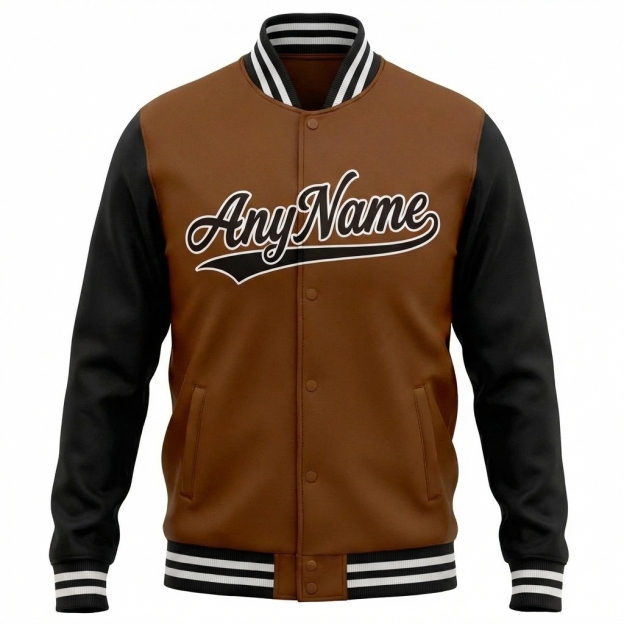 Custom Brown & Black/White Raglan Sleeves Full-Snap Fleece Jacket