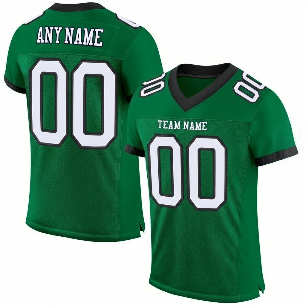Custom Kelly Green & White/Black Football Jersey