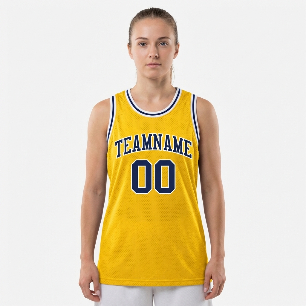 Custom Yellow & Navy/White Basketball City Edition Jersey