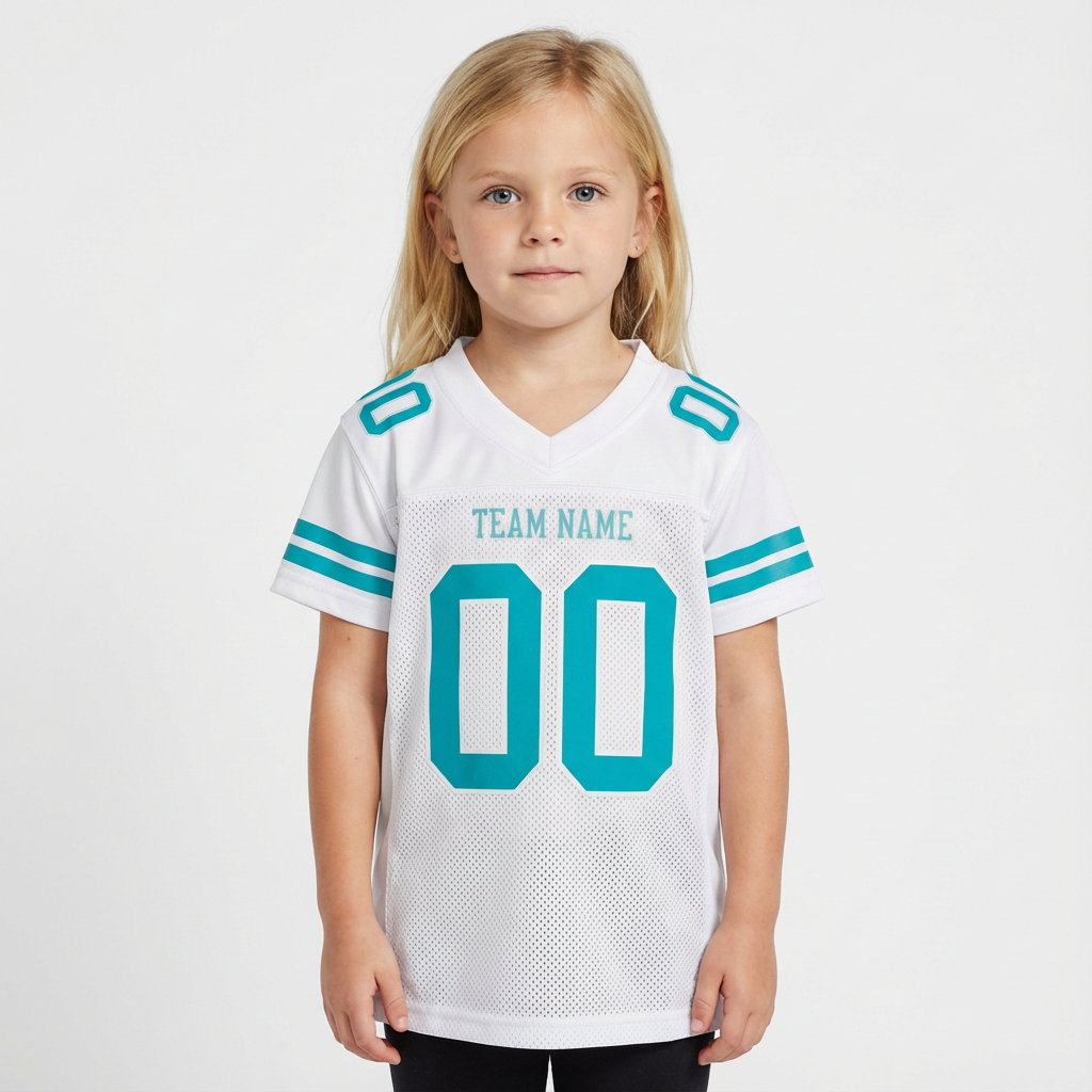 Custom White & Aqua Football Jersey