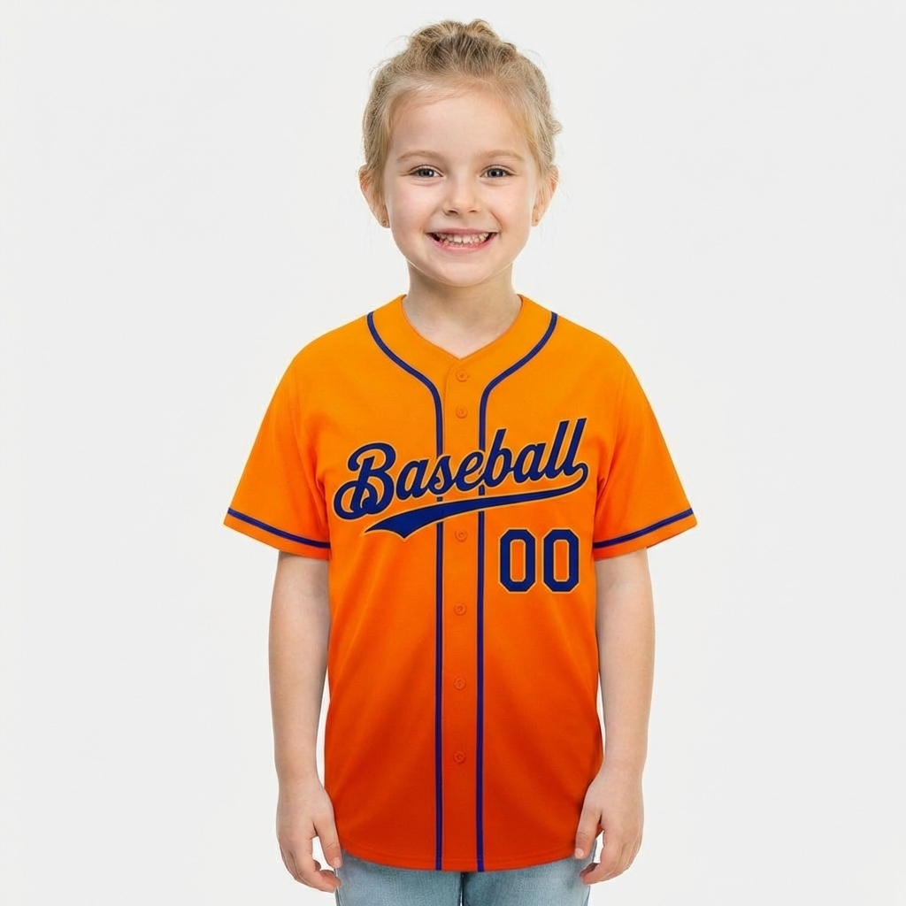 Custom Orange & Royal Gradient Baseball Jersey