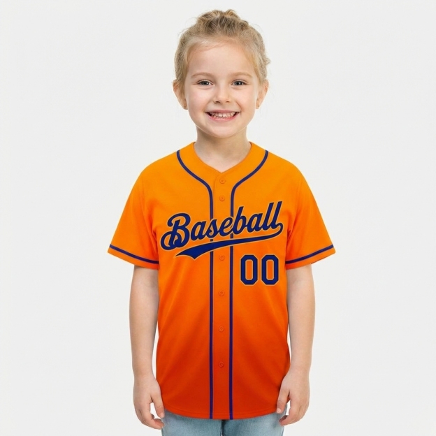 Custom Orange & Royal Gradient Baseball Jersey