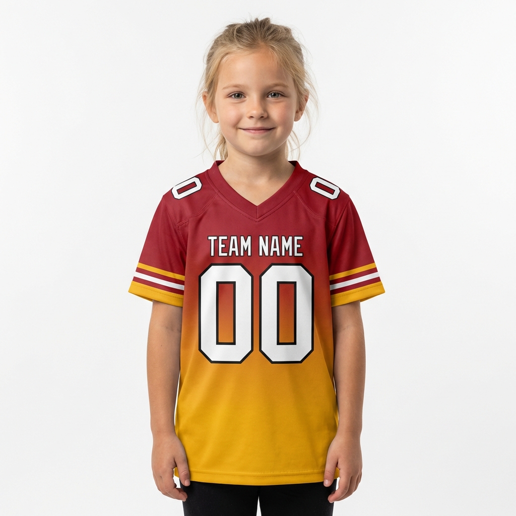 Custom Red & Yellow/White Fade Fashion Football Jersey