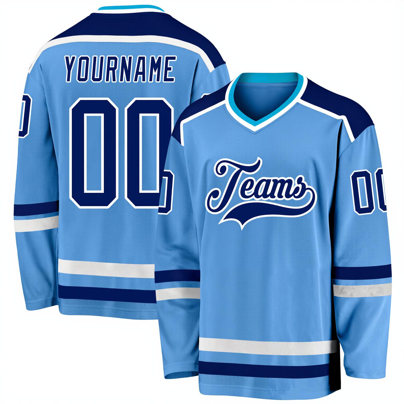 Custom Blue & Navy/White Hockey Jersey