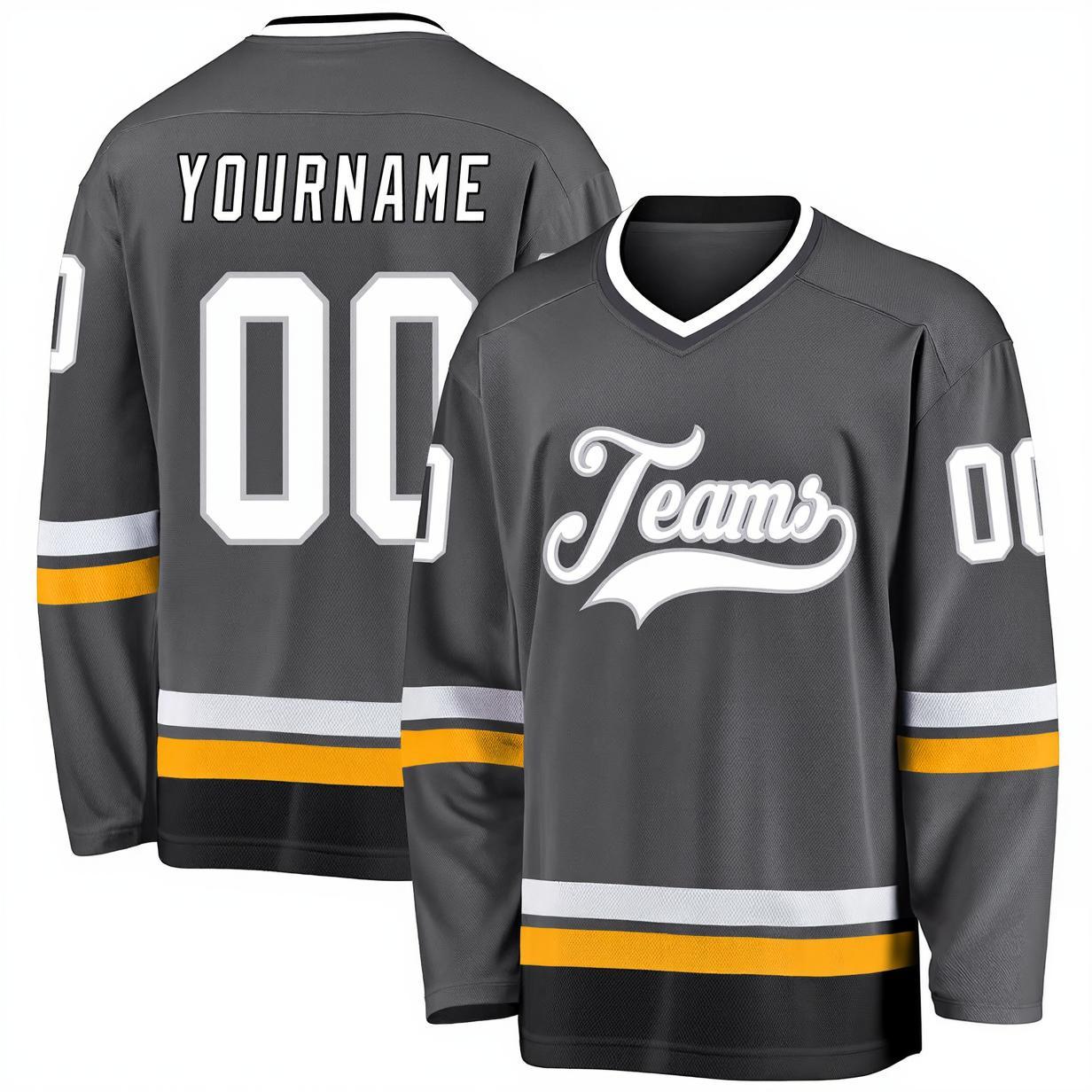 Custom Dark Grey & White Hockey Jersey