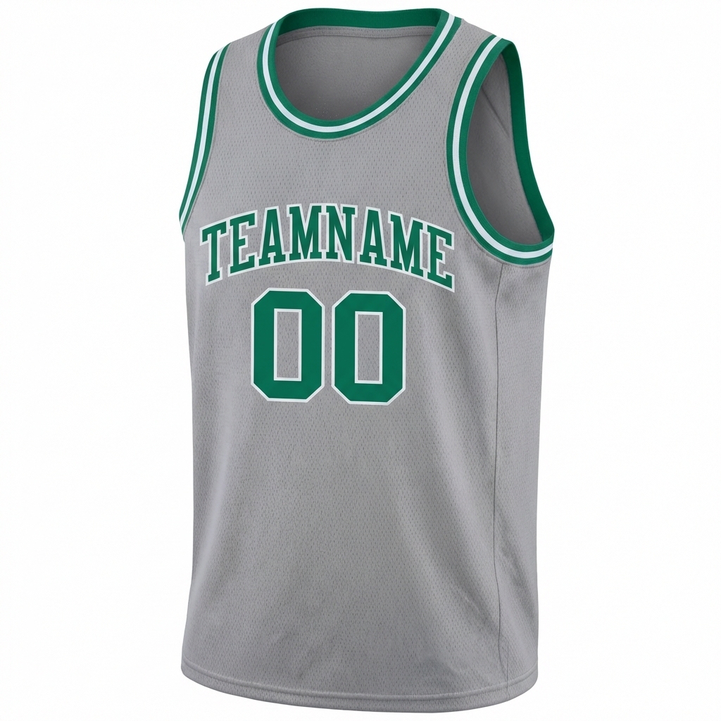 Custom Grey & Green/White Basketball City Edition Jersey