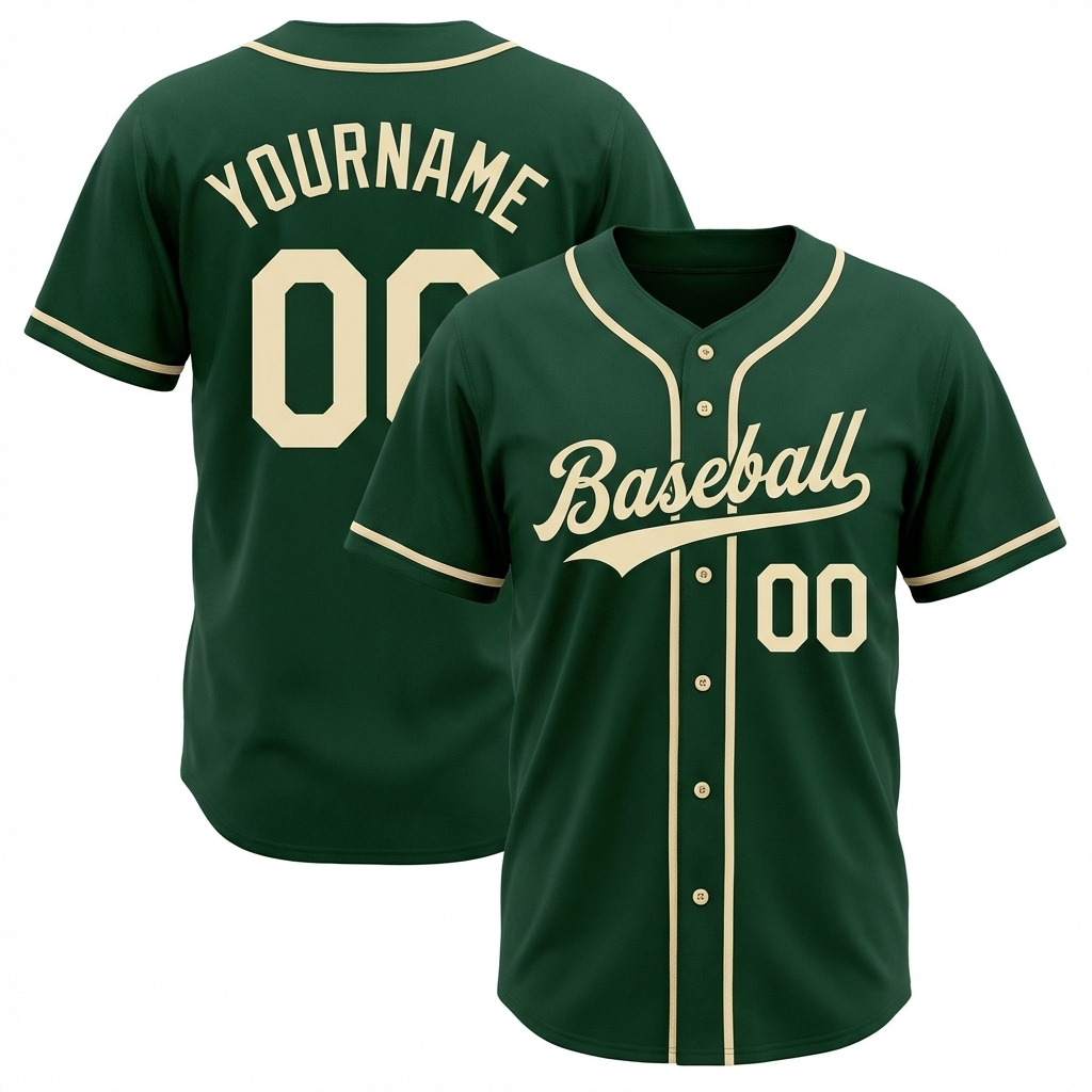 Custom Green & Cream Baseball Jersey