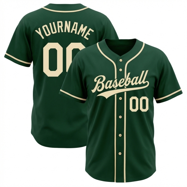 Custom Green & Cream Baseball Jersey