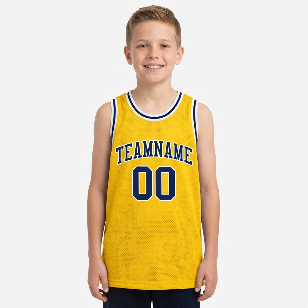 Custom Yellow & Navy/White Basketball City Edition Jersey