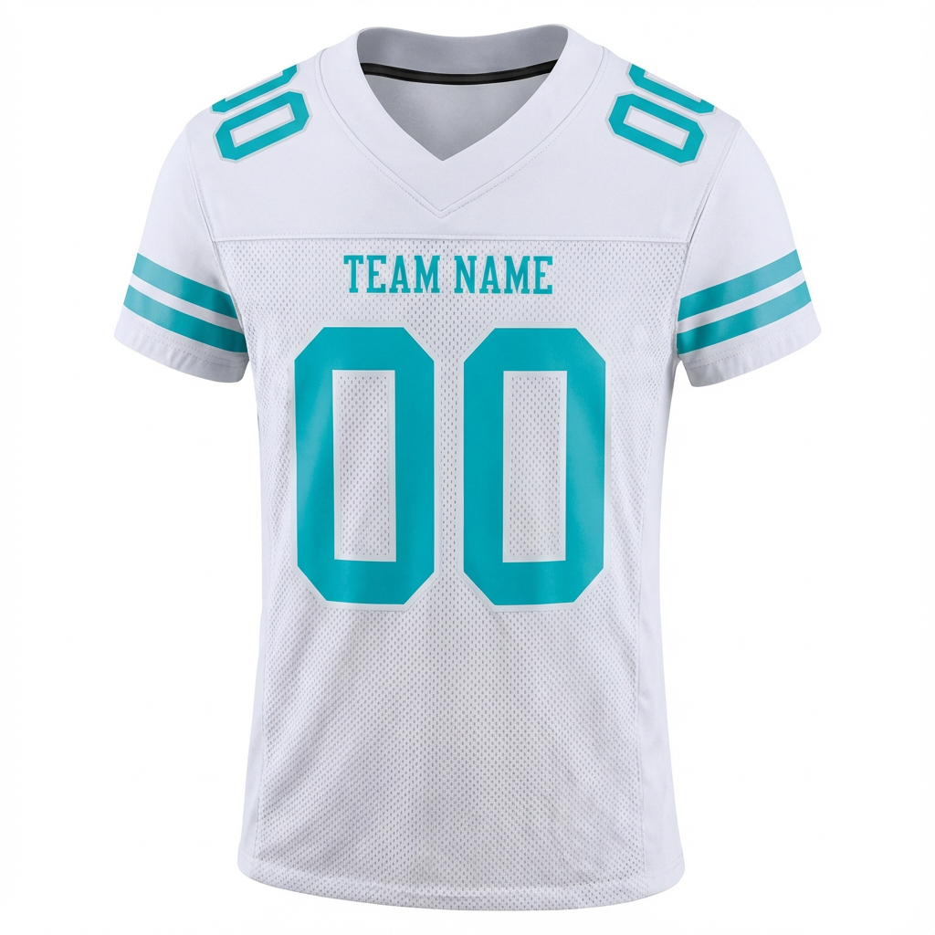 Custom White & Aqua Football Jersey