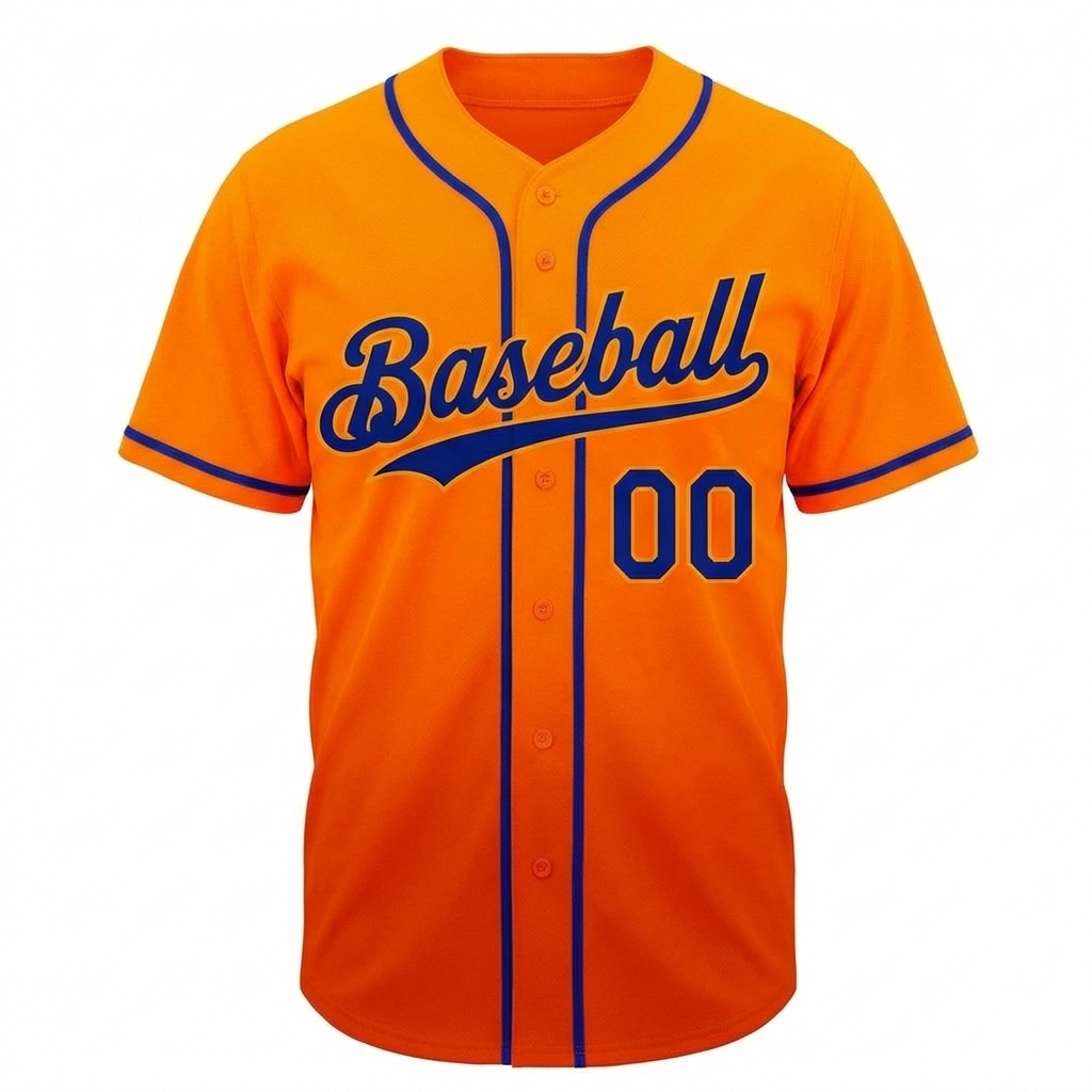 Custom Orange & Royal Gradient Baseball Jersey