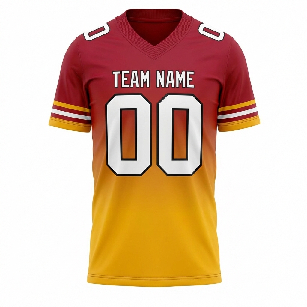 Custom Red & Yellow/White Fade Fashion Football Jersey