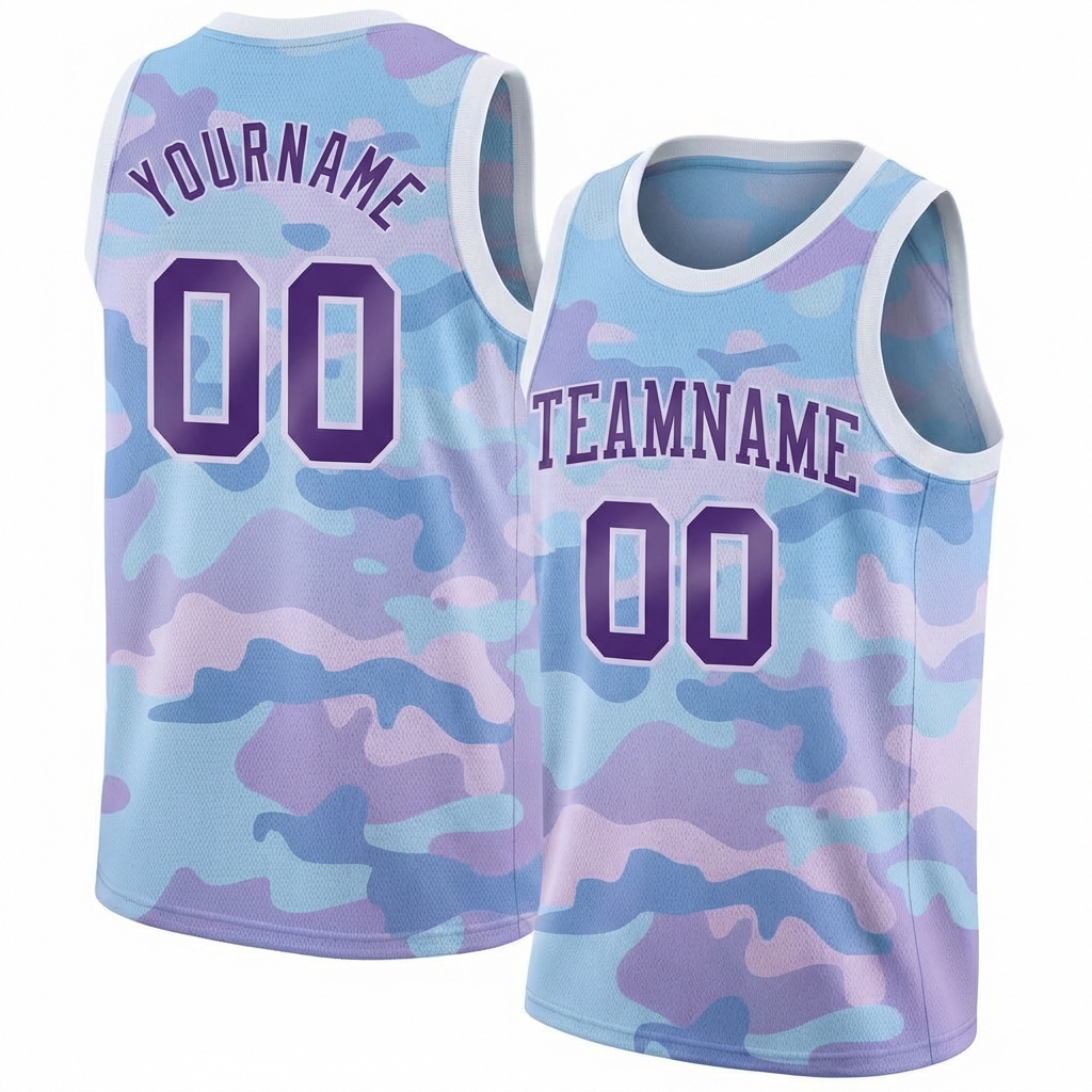 Custom Camo Purple & White Salute To Service Basketball City Edition Jersey