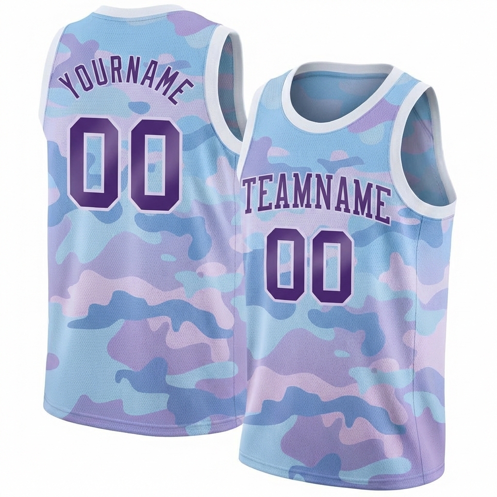 Custom Camo Purple & White Salute To Service Basketball City Edition Jersey
