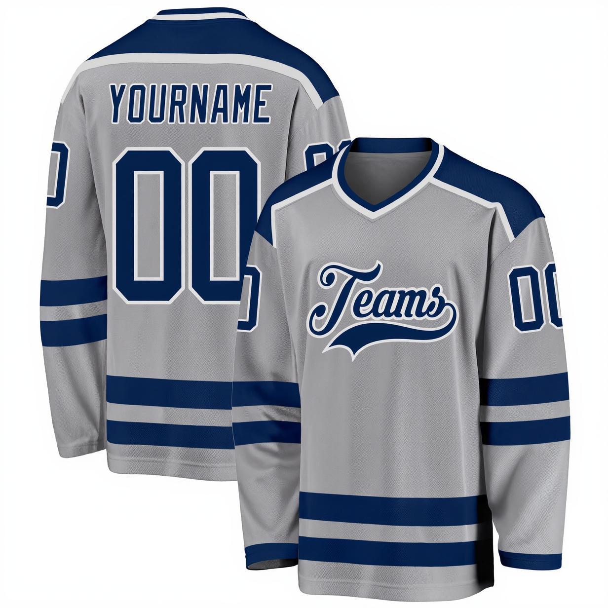 Custom Grey & Royal/White Hockey Jersey