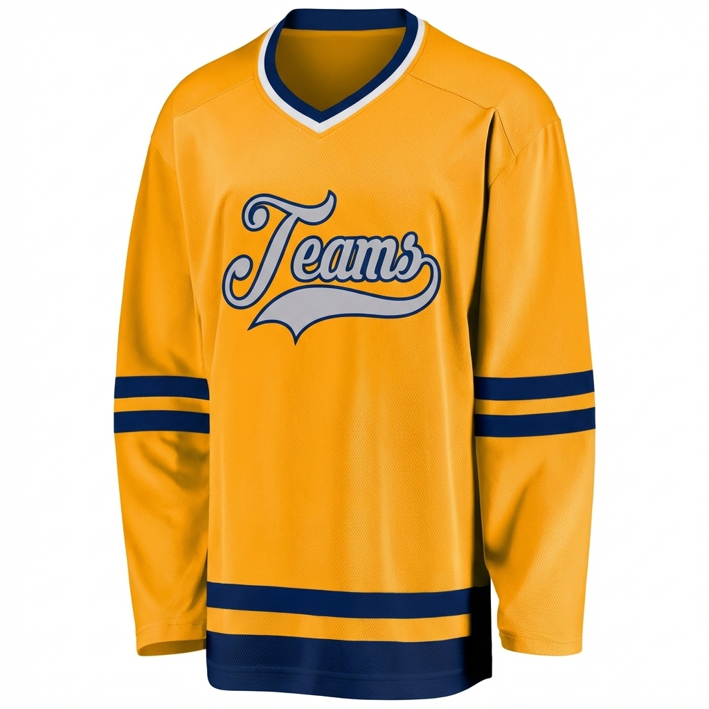 Custom Yellow & Grey/Royal Hockey Jersey
