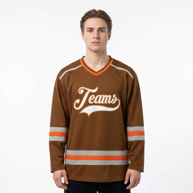 Custom Brown & White Hockey Jersey