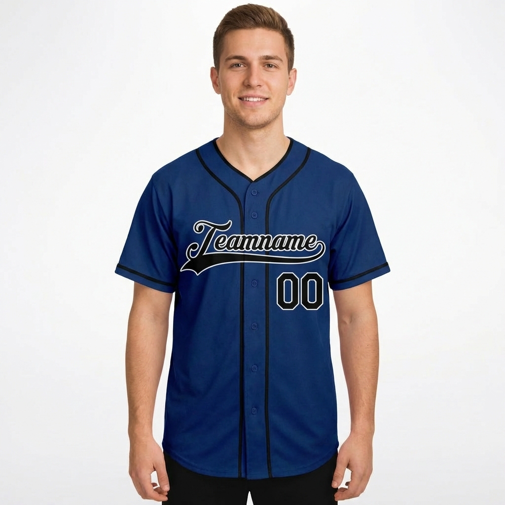 Custom Royal Blue & Black/White Baseball Jersey