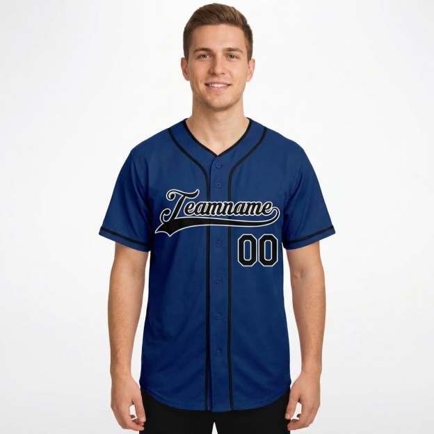 Custom Royal Blue & Black/White Baseball Jersey