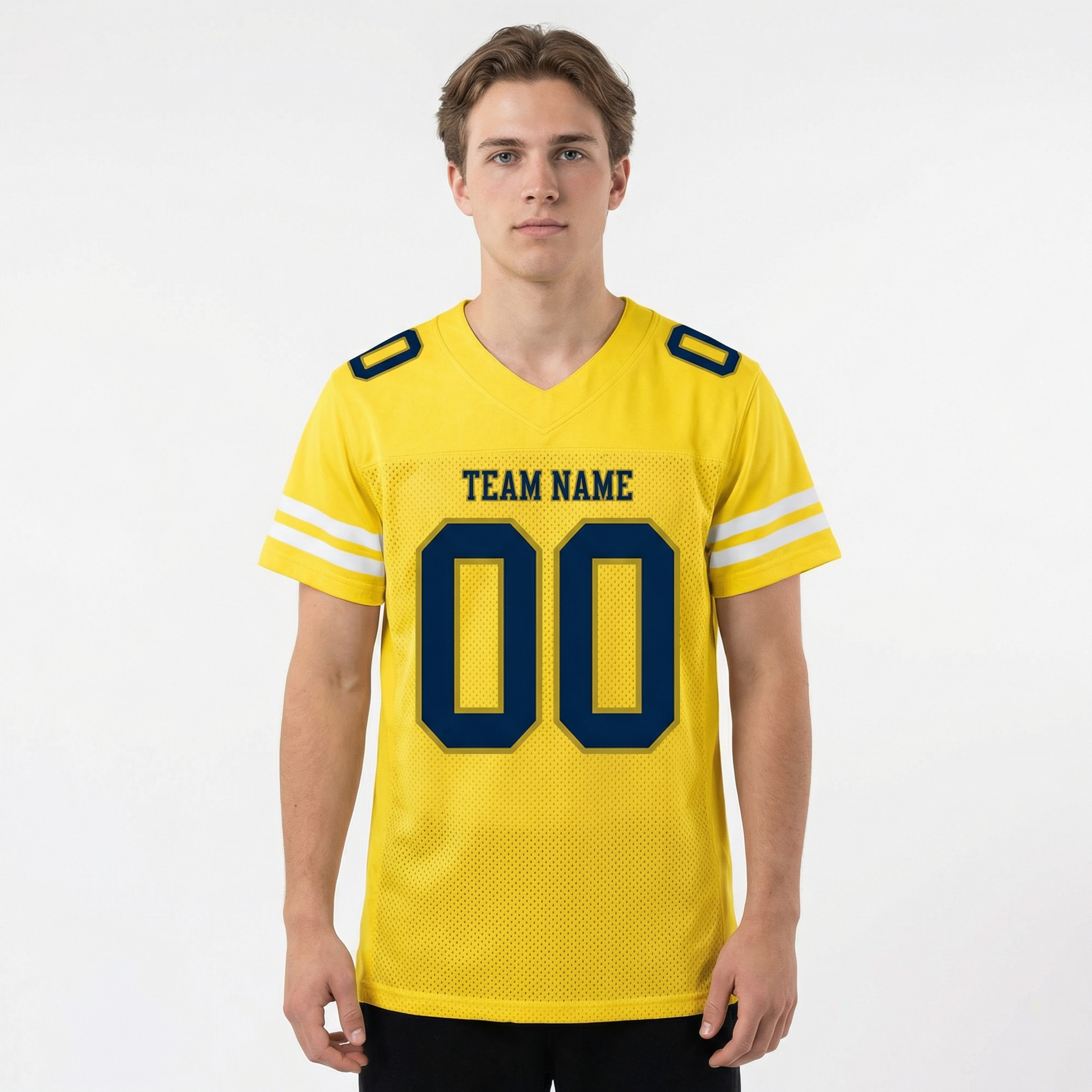 Custom Yellow & Navy/White Football Jersey