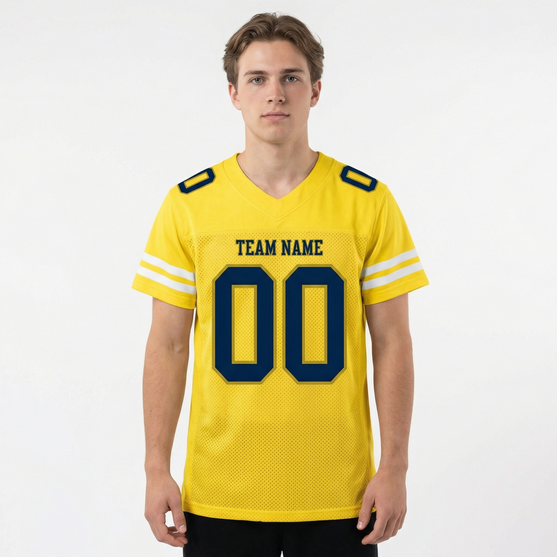 Custom Yellow & Navy/White Football Jersey