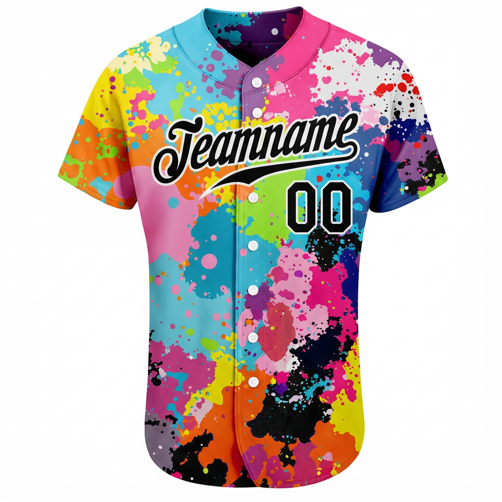 Custom Ink Splashes Black&White Baseball Jersey