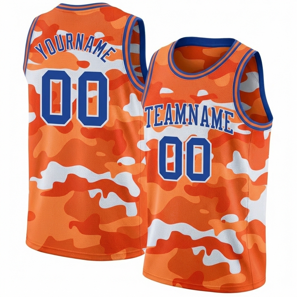 Custom Camo Blue & White Salute To Service Basketball City Edition Jersey