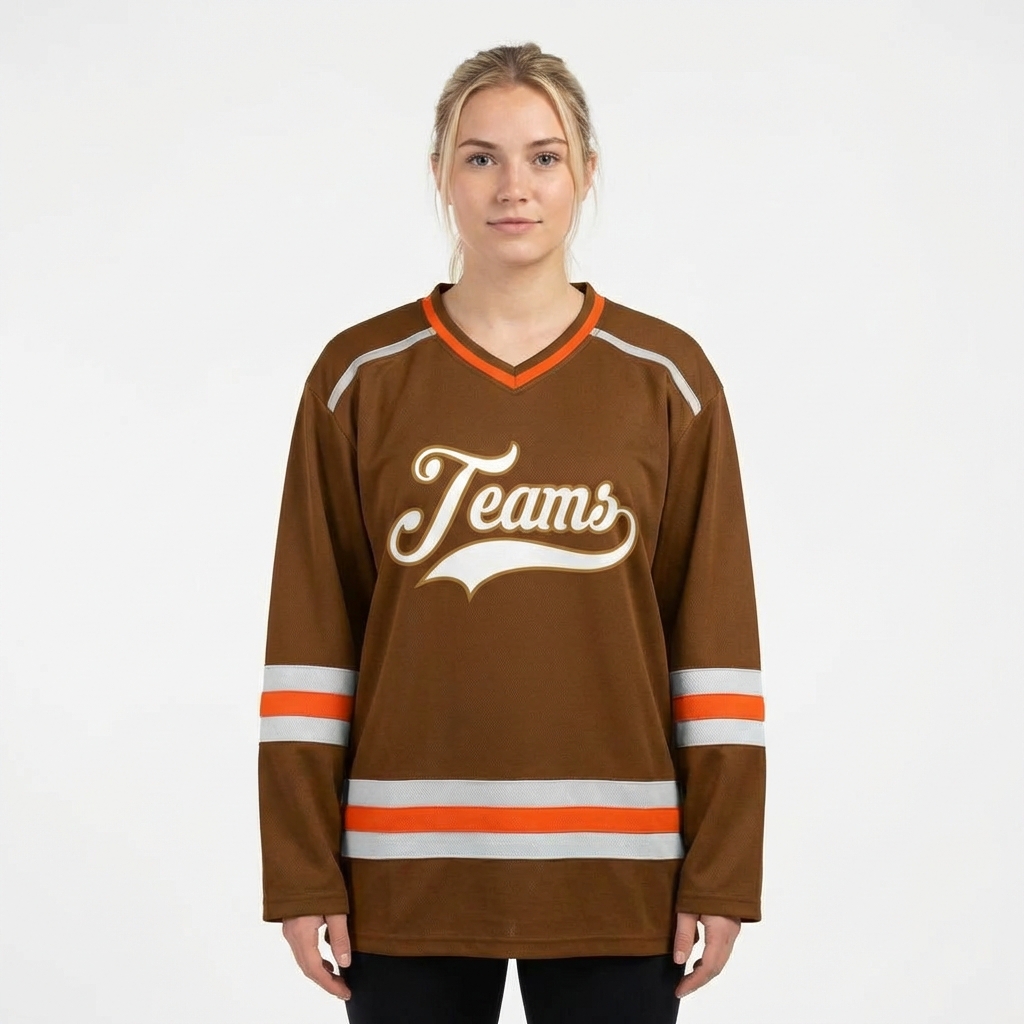 Custom Brown & White Hockey Jersey