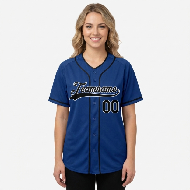 Custom Royal Blue & Black/White Baseball Jersey