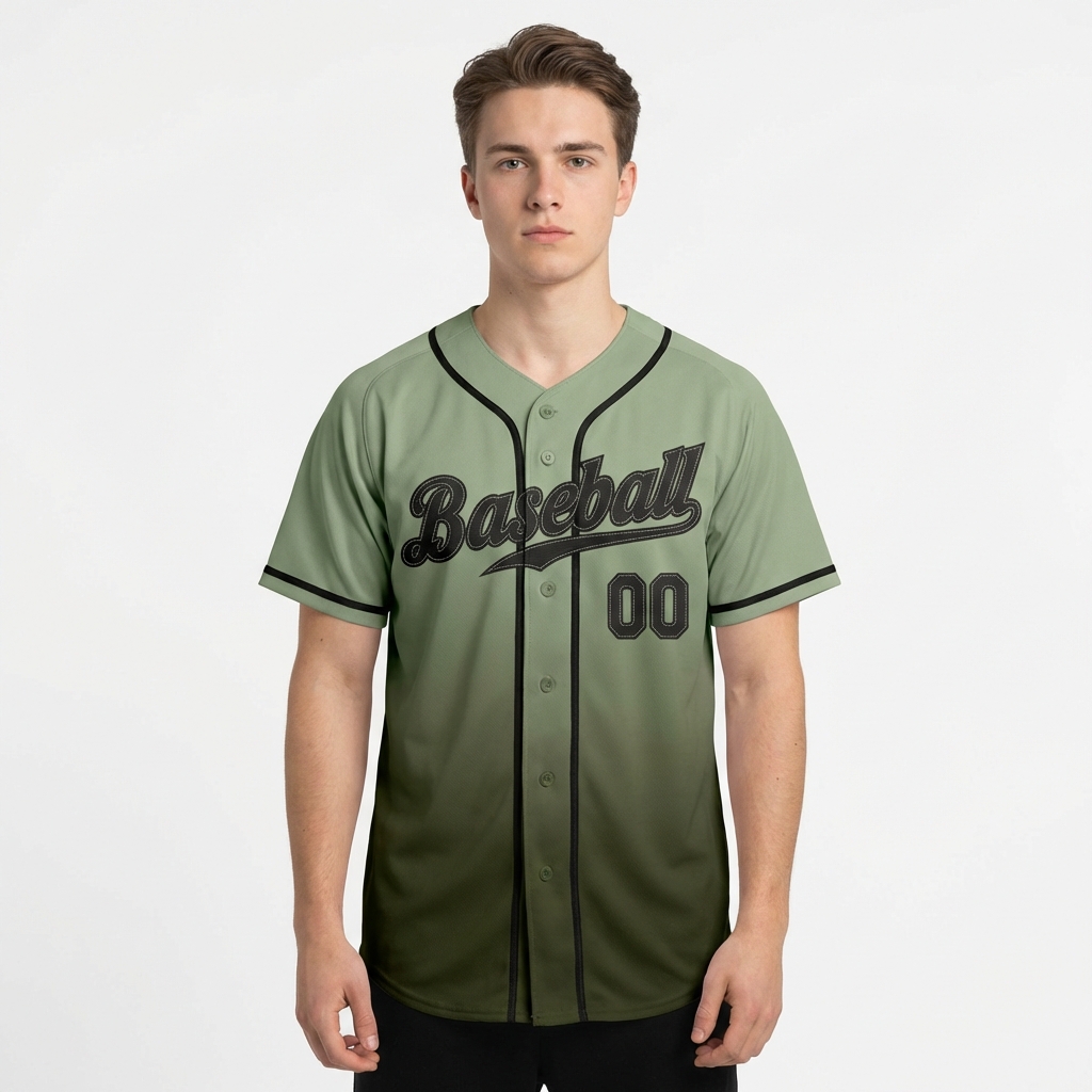 Custom Olive & Black Gradient Baseball Jersey