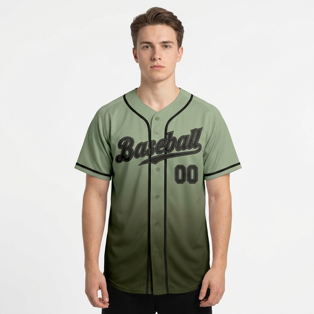 Custom Olive & Black Gradient Baseball Jersey