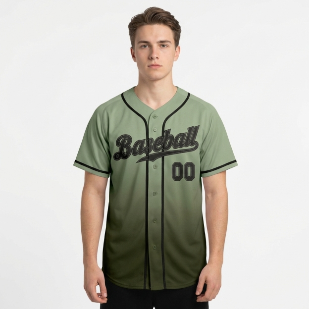 Custom Olive & Black Gradient Baseball Jersey