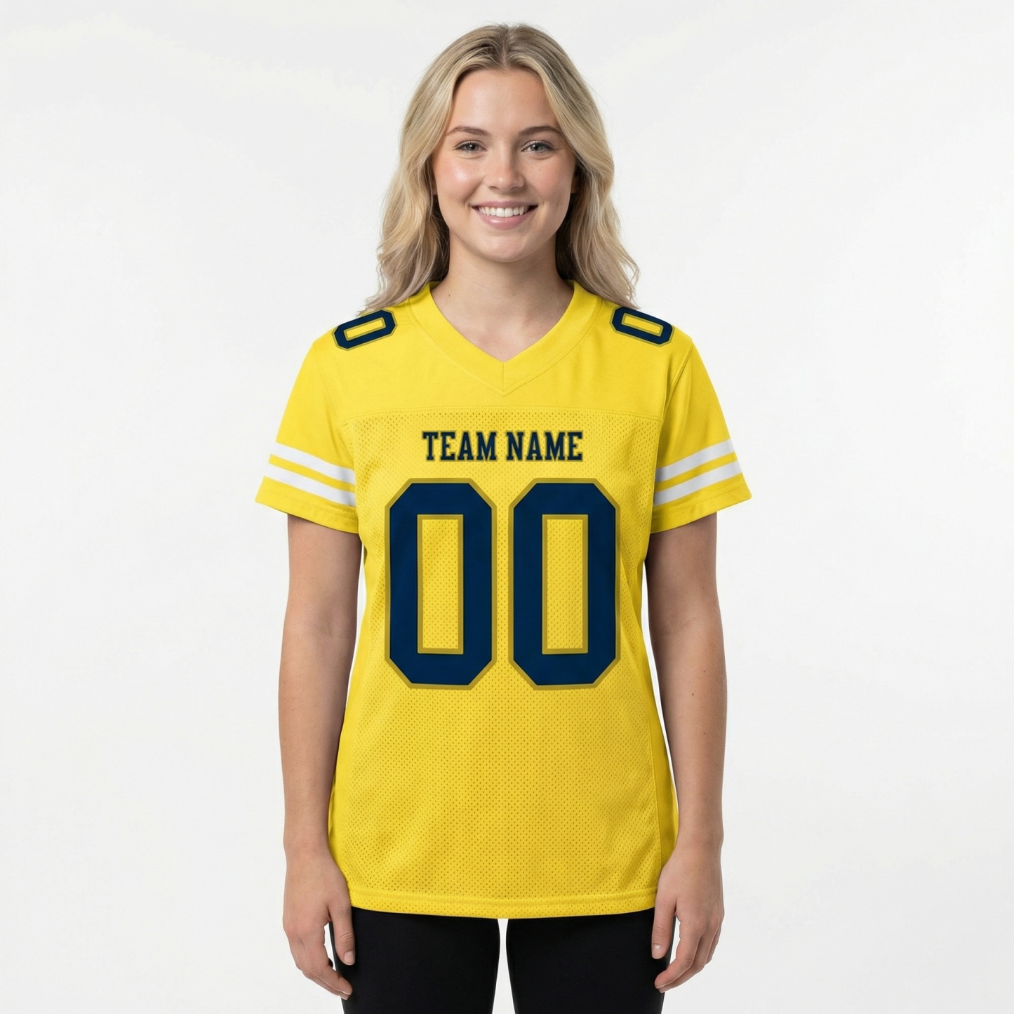 Custom Yellow & Navy/White Football Jersey