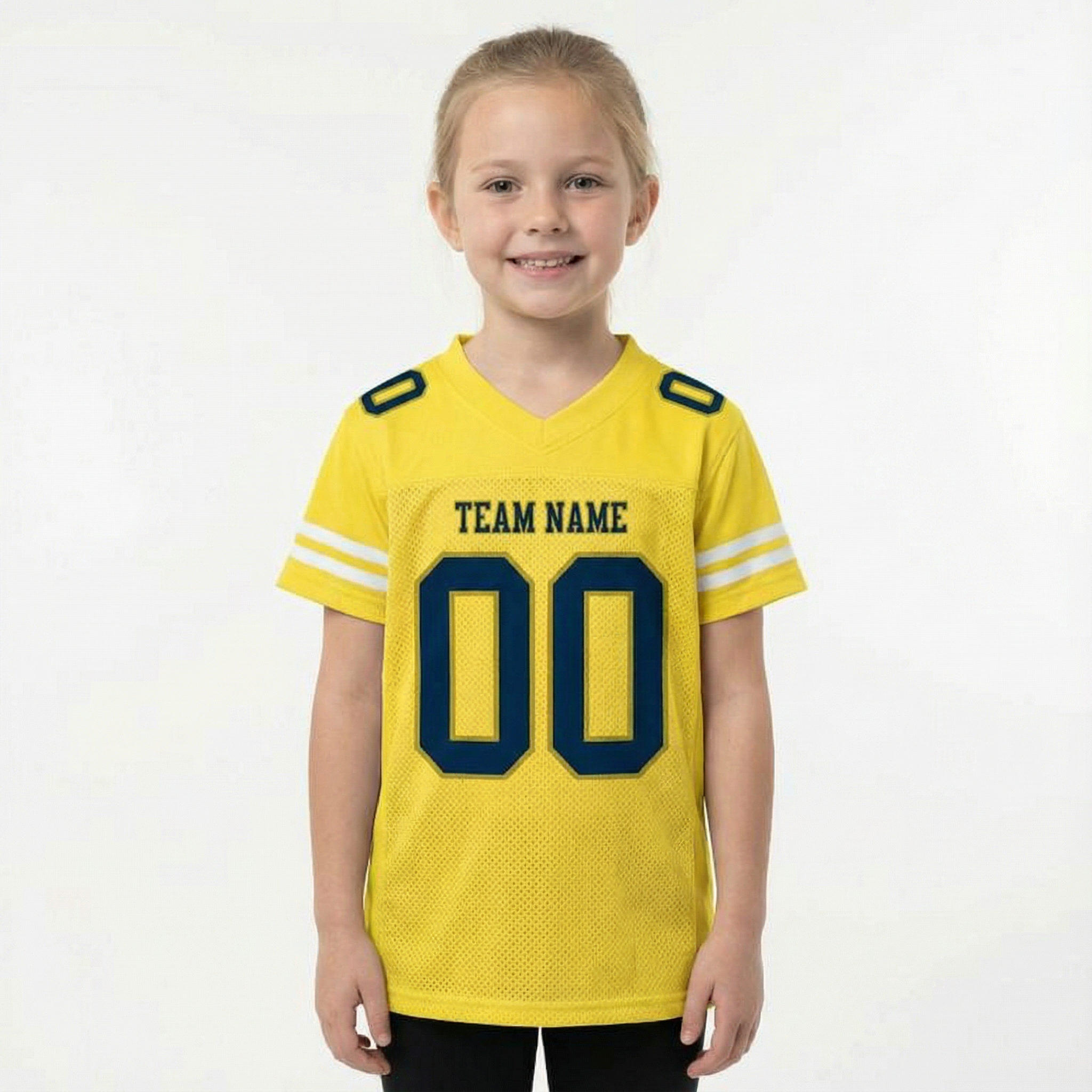 Custom Yellow & Navy/White Football Jersey