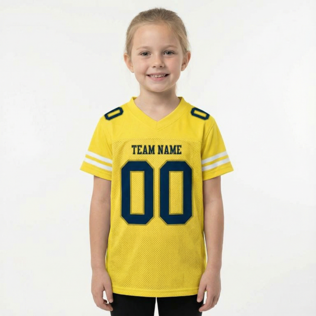 Custom Yellow & Navy/White Football Jersey