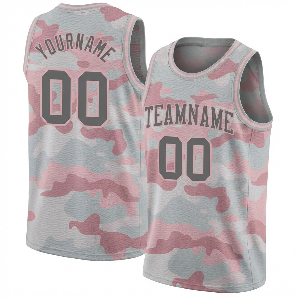 Custom Camo Grey & Pink Salute To Service Basketball City Edition Jersey