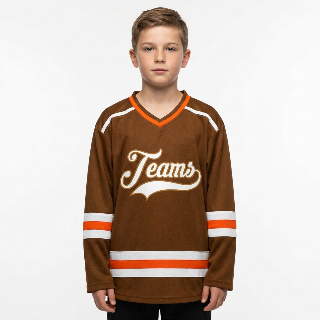 Custom Brown & White Hockey Jersey