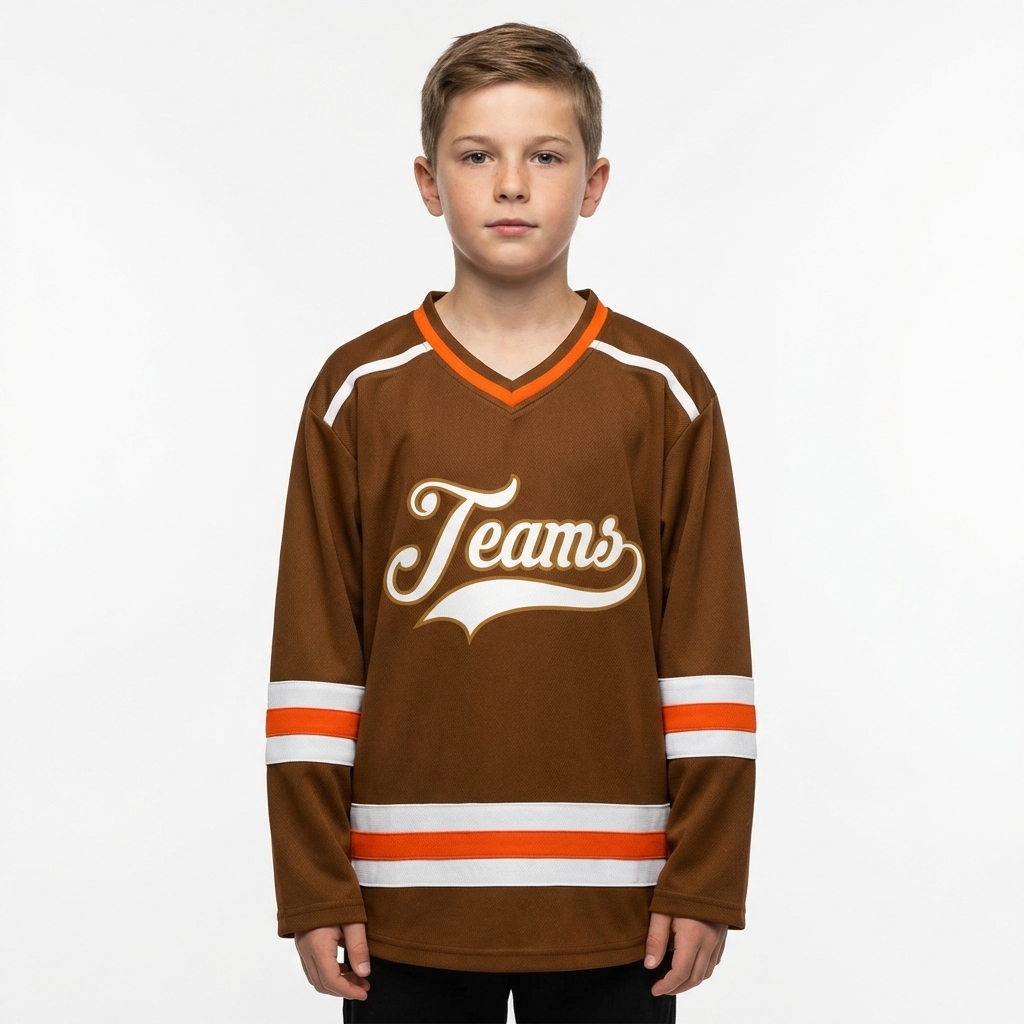 Custom Brown & White Hockey Jersey