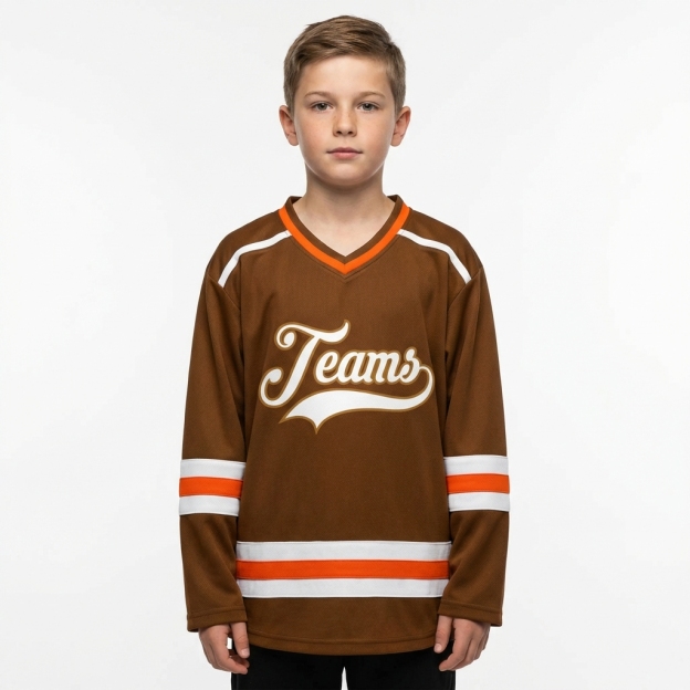 Custom Brown & White Hockey Jersey