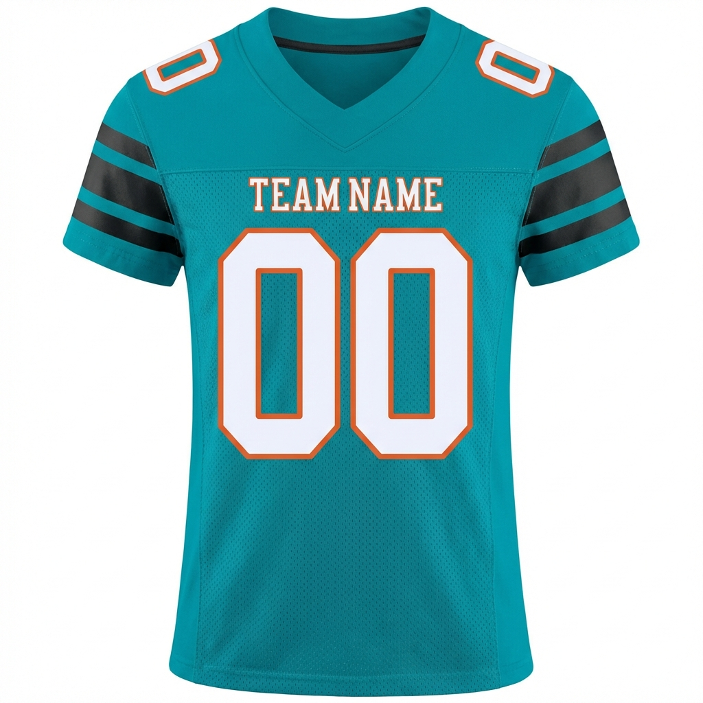 Custom Aqua & White/Black Football Jersey