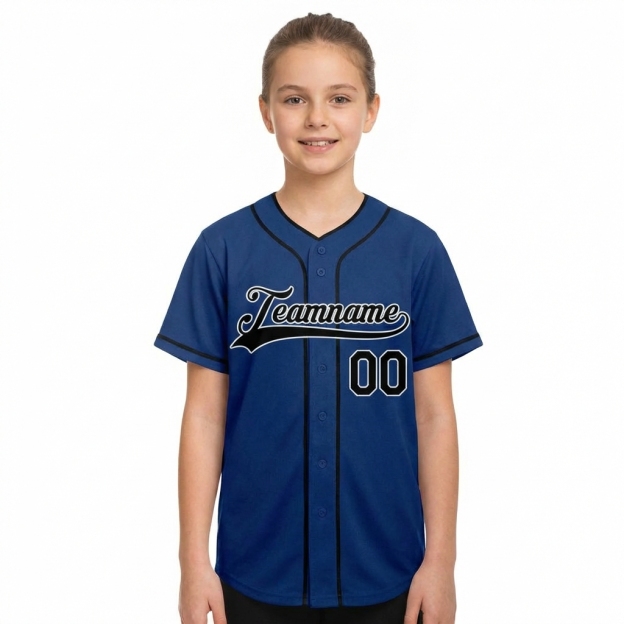 Custom Royal Blue & Black/White Baseball Jersey