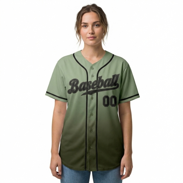 Custom Olive & Black Gradient Baseball Jersey